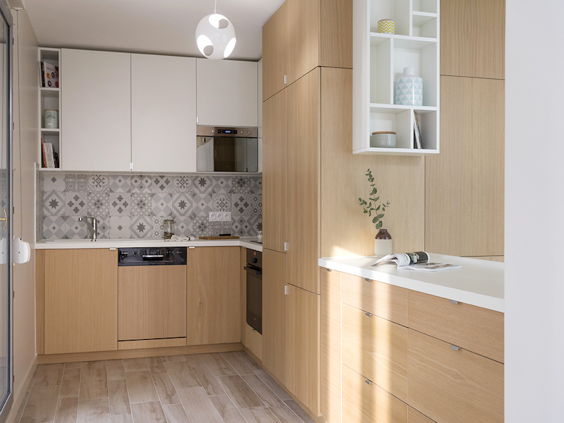 Cuisine sur mesure en contreplaqué chêne, Lyon 2e — Atelier Thomas Maincent